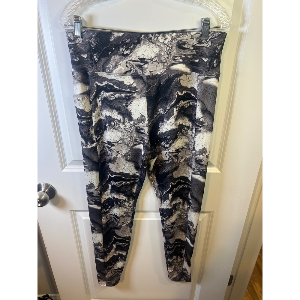 Zone Pro Womens Leggings High Rise Marble Print Black Size L
